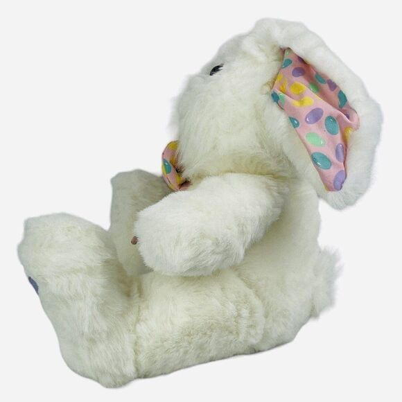 Vintage 90s Dan Dee White 14" Easter Bunny Rabbit Plush Jellybean Ears Bowtie - Picture 4 of 16